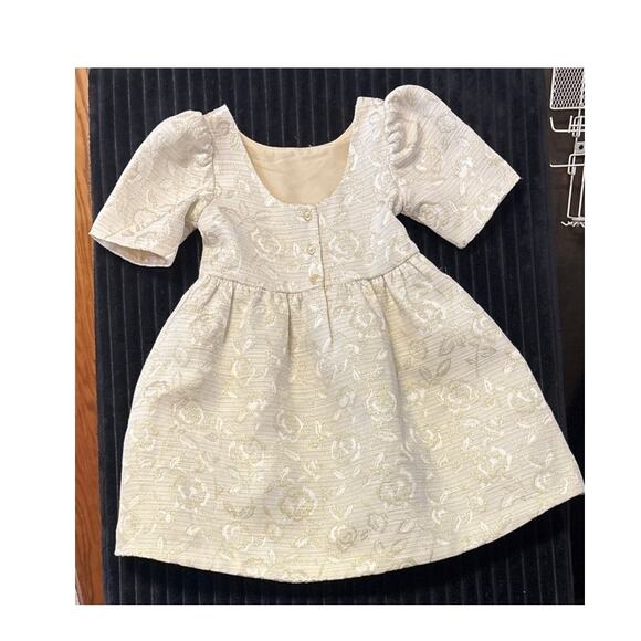 NWT Janie and Jack Metallic Floral Jacquard Dress Size 6 Cream and Sugar - Picture 1 of 4